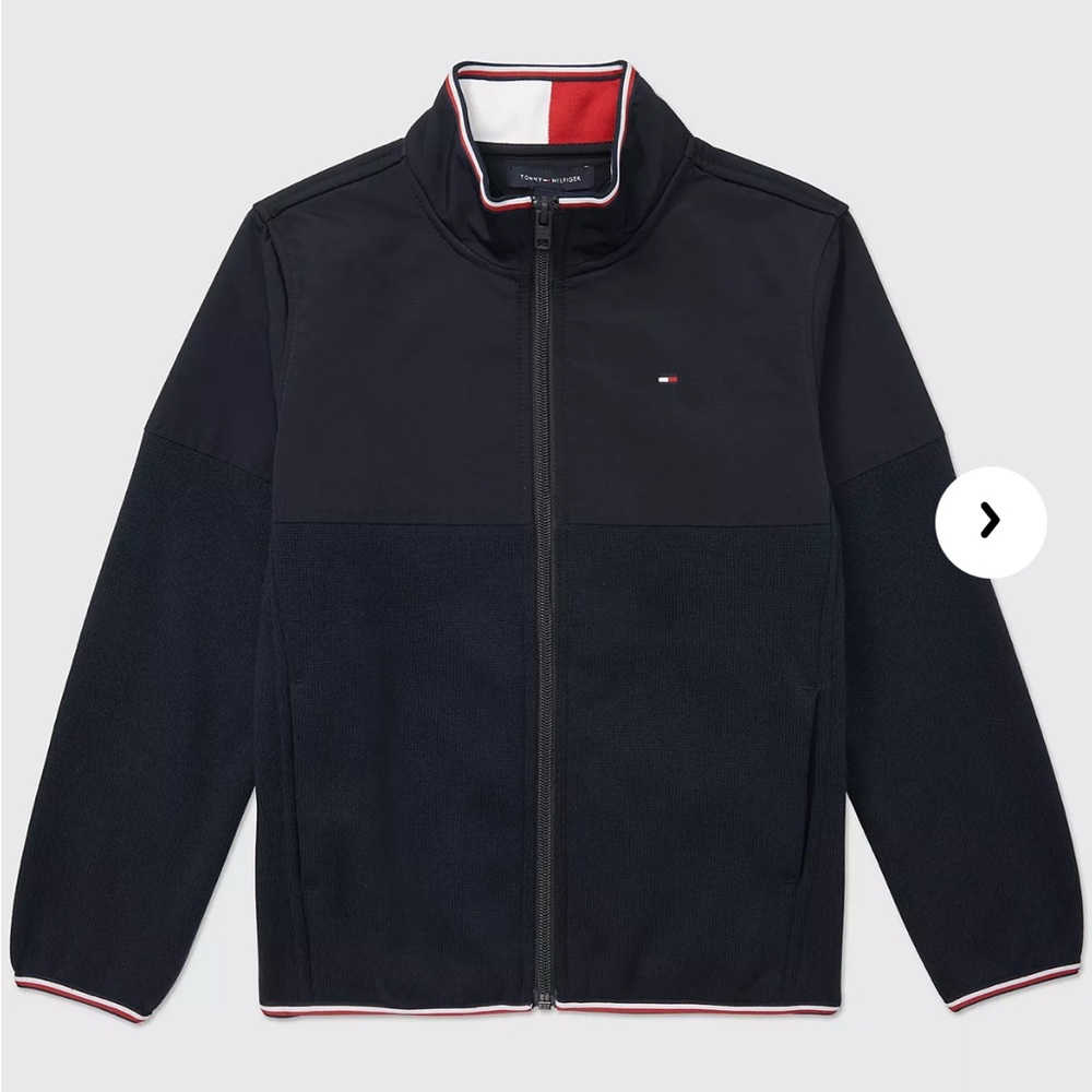 Boys Tommy Hilfiger Navy Jacket w/ Red & White Signature accent trim. Small 6/7 - Picture 7 of 7